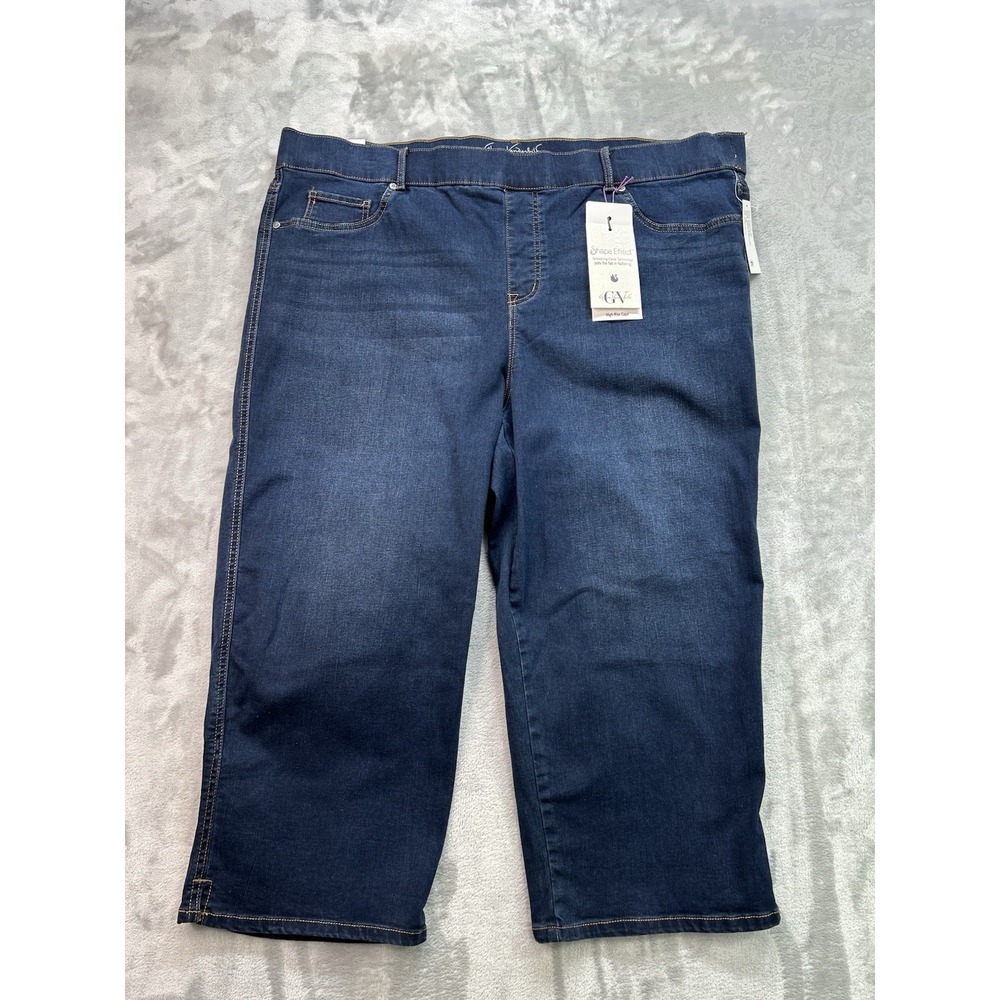 New Gloria Vanderbilt Womens Plus 22W High Rise Capri Shape Effect Dark Blue